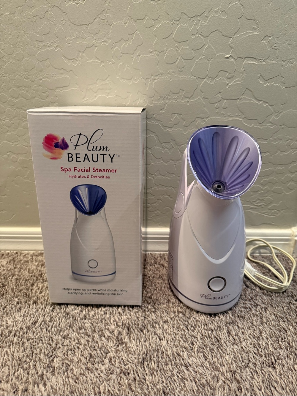 Plum Beauty Facial Steamer — White with Lavender Nozzle